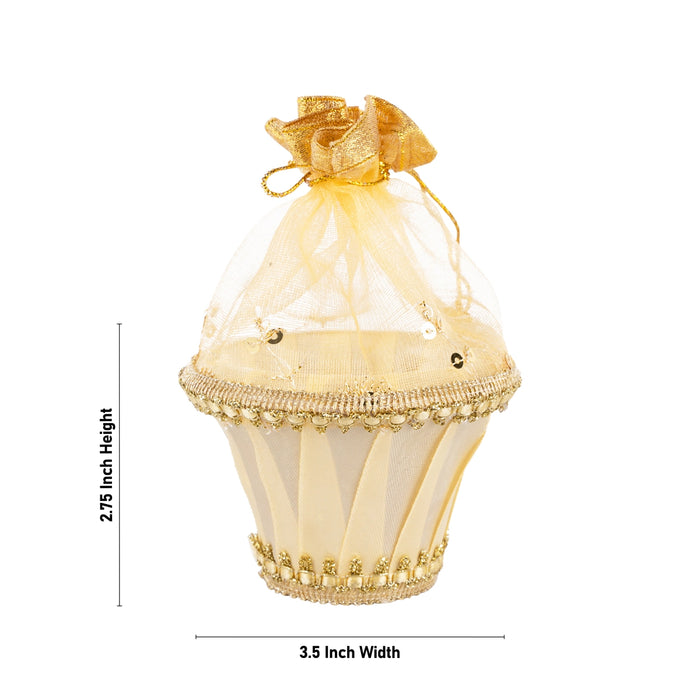Decorative Tokri Basket With Net Cover- 2.75 x 3.5 Inches | Gift Hamper Basket/Chocolate Gift Basket For Storage