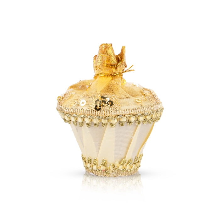 Decorative Tokri Basket With Net Cover - 2.5 x 3 Inches | Gift Hamper Basket/Chocolate Gift Basket For Storage