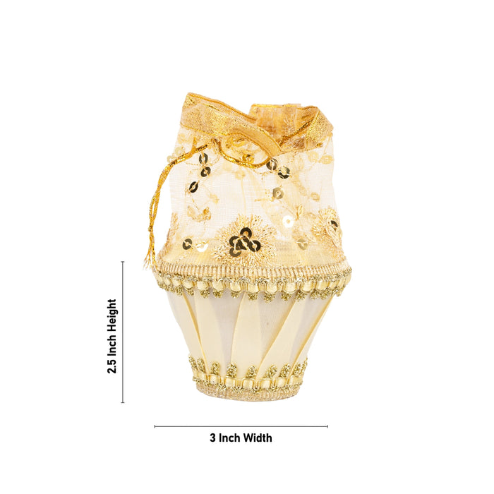 Decorative Tokri Basket With Net Cover - 2.5 x 3 Inches | Gift Hamper Basket/Chocolate Gift Basket For Storage