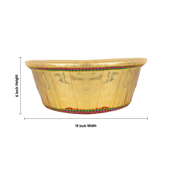 Decorative Tokri Basket With Net Cover- 6 X 19 Inches | Chocolate Gift Basket/ Gift Hamper Basket For Storage