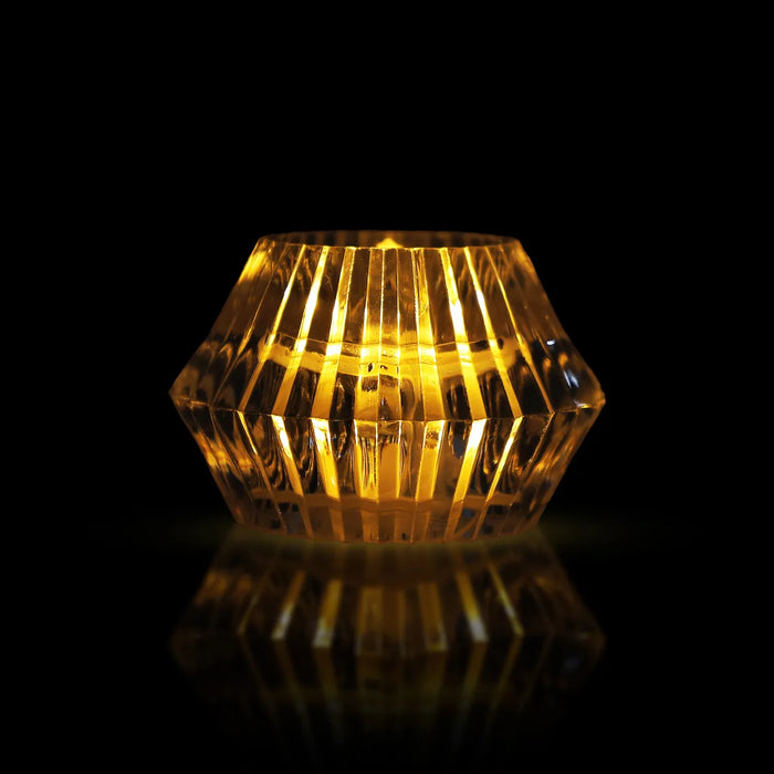 Diamond Shaped LED Diya - 1.5 X 1 Inches | LED Light Candle/ Crystal Lamp For Pooja Decor & Festival Lighting
