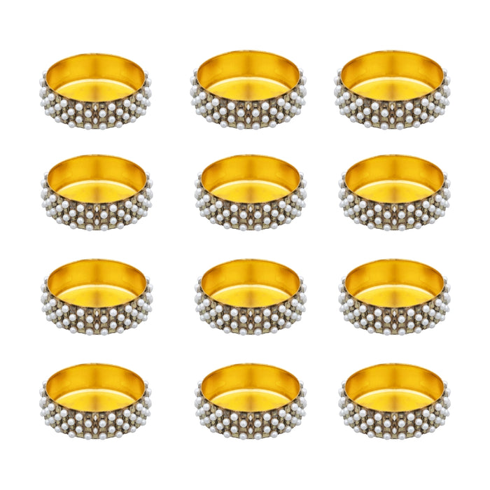 Decorative Diya Holder - 0.5 x 1.5 Inches | 12 Pcs/ Pearl Design Candle Holder For Home Decor