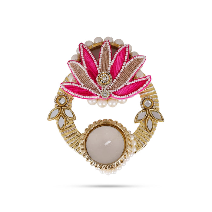 Diya Candle With Holder – 6 x 1.25 Inches | Pearl Design Tealight Holder / Festive Candle