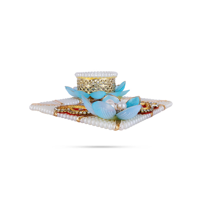 Decorative Diya Candle With Holder - 1 x 5 Inches | Pearl Design Tealight Candle & Holder For Festival Decor