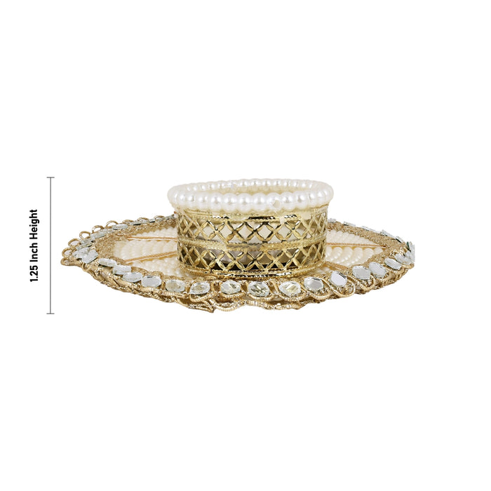 Candle With Holder - 1.25 Inches | Pearl & Lotus Design Candle Holder / Decorative Candle For Home Decor