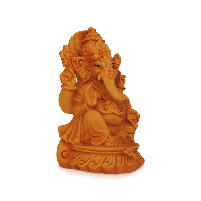 Vinayagar Sitting On Base Murti - 5.75 x 3.5 Inches | Resin Wood Finish Idol/ Ganpati Statue For Pooja