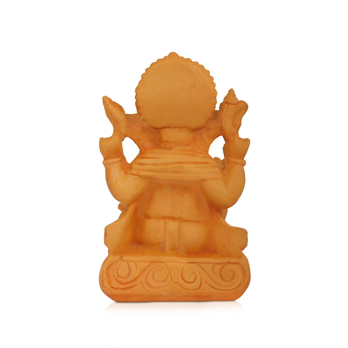 Vinayagar Sitting On Base Murti - 5.75 x 3.5 Inches | Resin Wood Finish Idol/ Ganpati Statue For Pooja