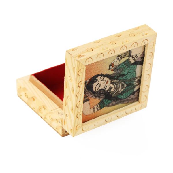 Jewellery Box  - 3 x 3 Inches |  Wooden Box/ Sheesam Wood Gem Stone Box for Women