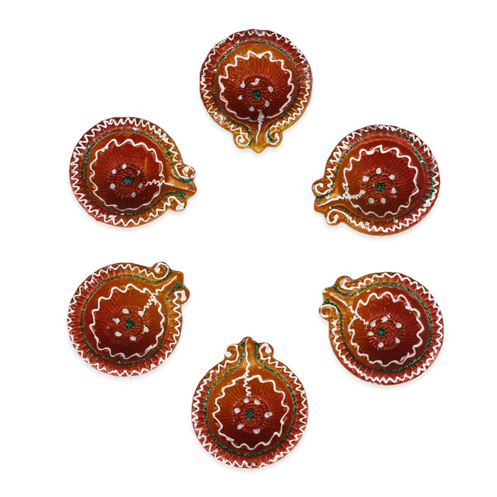 Decorative Lamp - 2 Inches | 6 Pcs/ Agal Vilakku Painting/ Clay Vilakku/ Deepam for Home