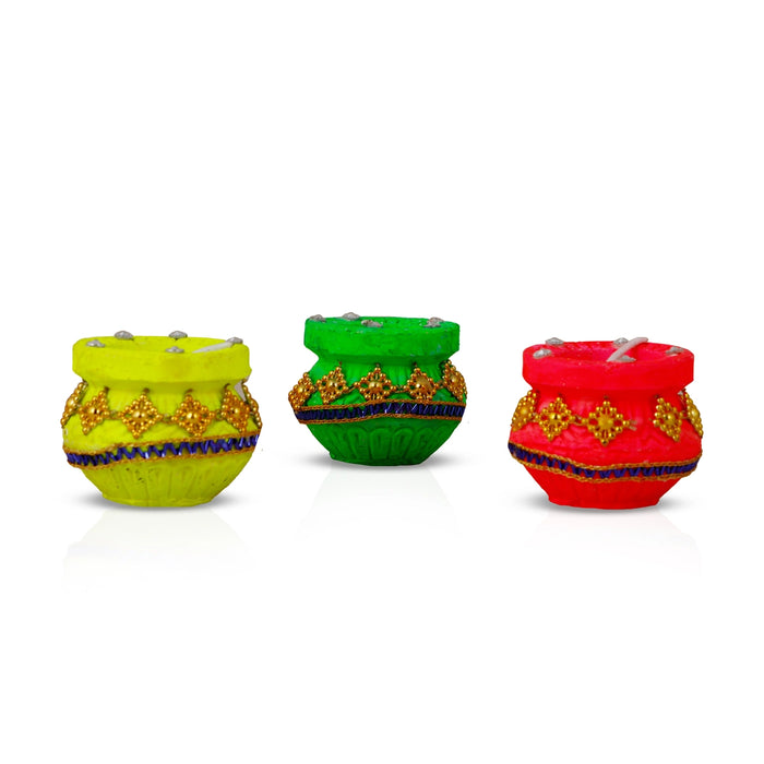 Decorative Diya Set - 2 x 1.75 Inches | 7 Pcs/ Decorative Lamp/ Wax Pot Lamp for Home Decor