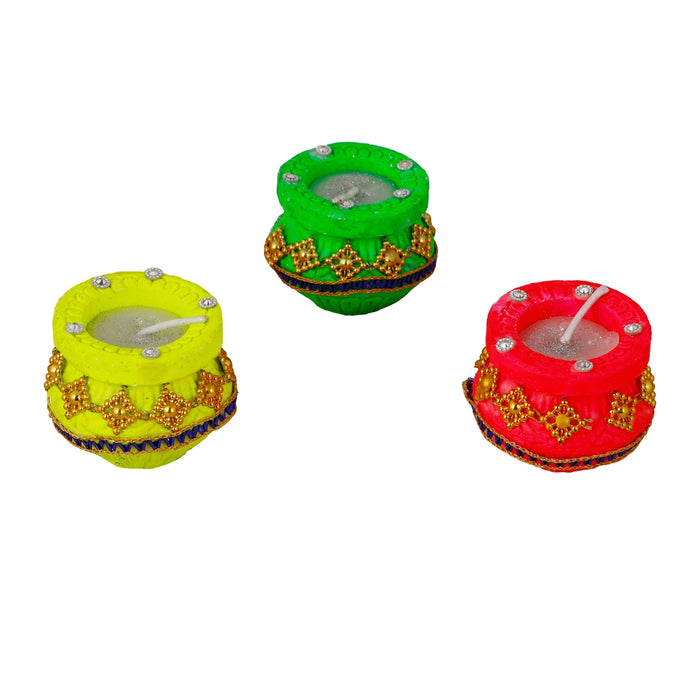 Decorative Diya Set - 2 x 1.75 Inches | 7 Pcs/ Decorative Lamp/ Wax Pot Lamp for Home Decor