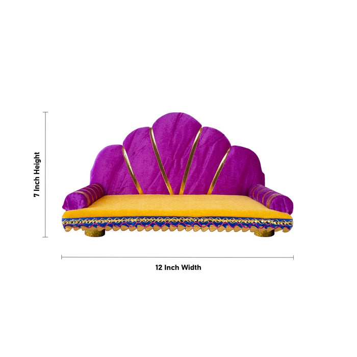 Sinhasan With Base - 7 x 12 Inches | Decorative Singhasan/ Velvet Simhasanam for Deity