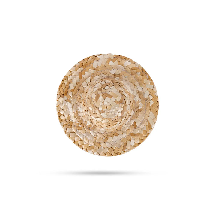 Straw Hat - 1 X 3.5 Inches | Straw Cap Headwear/ Grass Cap For Deity Decor