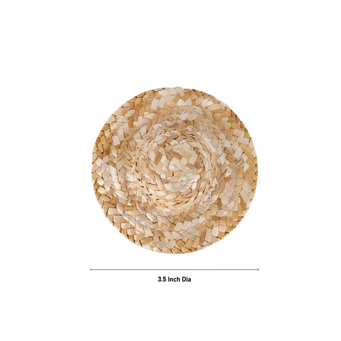 Straw Hat - 1 X 3.5 Inches | Straw Cap Headwear/ Grass Cap For Deity Decor