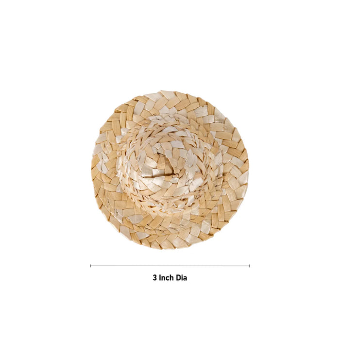 Straw Hat - 1 X 3 Inches | Straw Cap Headwear/ Grass Cap For Deity Decor