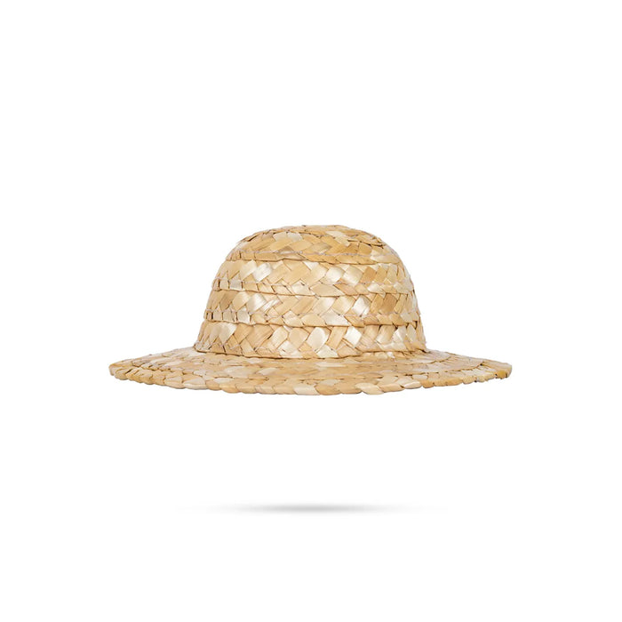 Straw Hat - 2 X 5 Inches | Straw Cap Headwear/ Grass Cap For Deity Decor