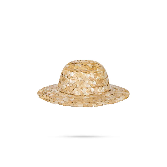 Straw Hat - 2 X 5 Inches | Straw Cap Headwear/ Grass Cap For Deity Decor