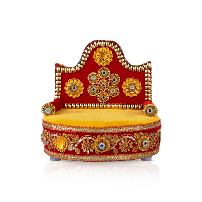 Velvet Simhasanam - 8.5 x 8.25 Inches | Sinhasan/ Decorative Singhasan for Deity