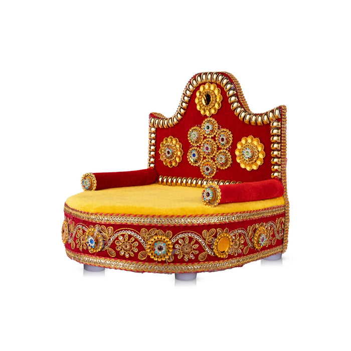 Velvet Simhasanam - 8.5 x 8.25 Inches | Sinhasan/ Decorative Singhasan for Deity