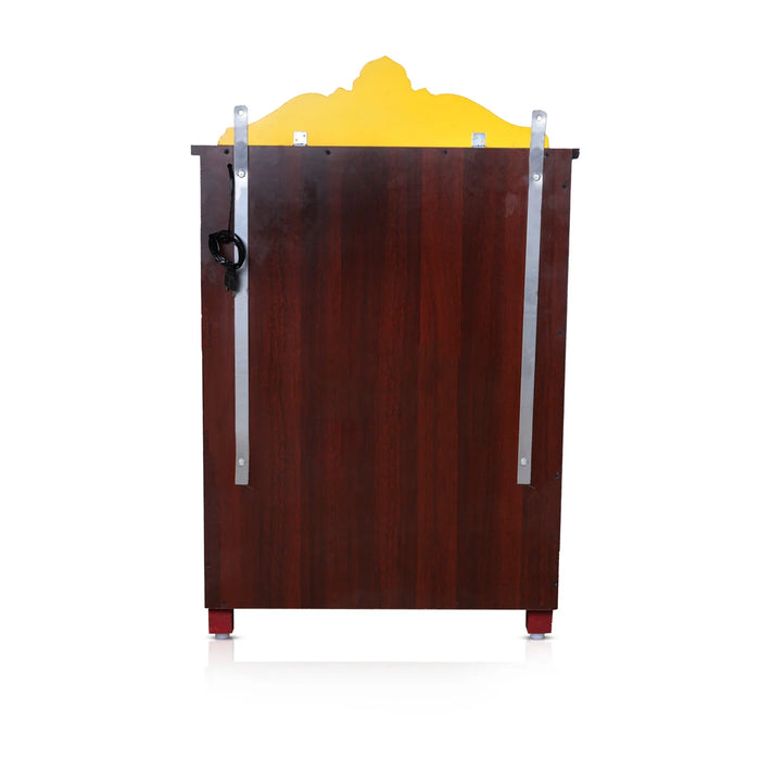 Pooja Mandir With Doors - 40 x 25 Inches | Wooden Mandir/ Bell With Leg Puja Stand/ Wooden Temple for Home