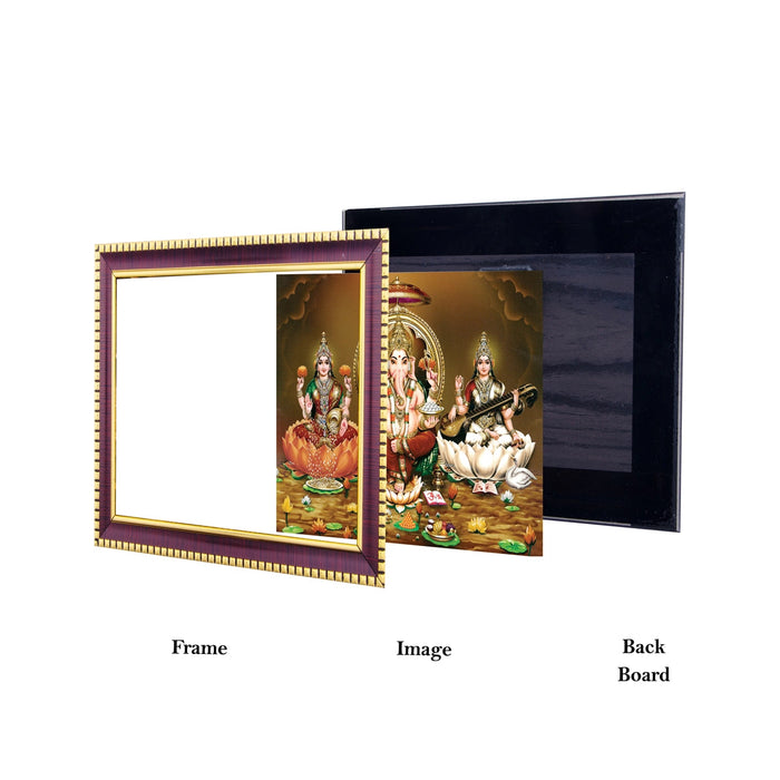 Lakshmi Ganesha Saraswathi Photo Frame | Picture Frame for Pooja Room Decor