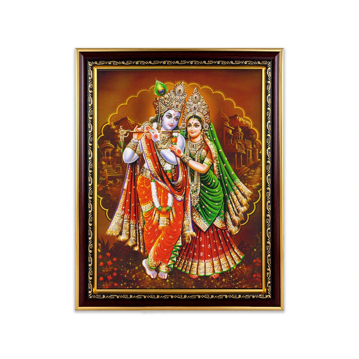Radha Krishna Picture Frame - 14 x 10 Inches | Radhakrishnar Photo Frame for Pooja