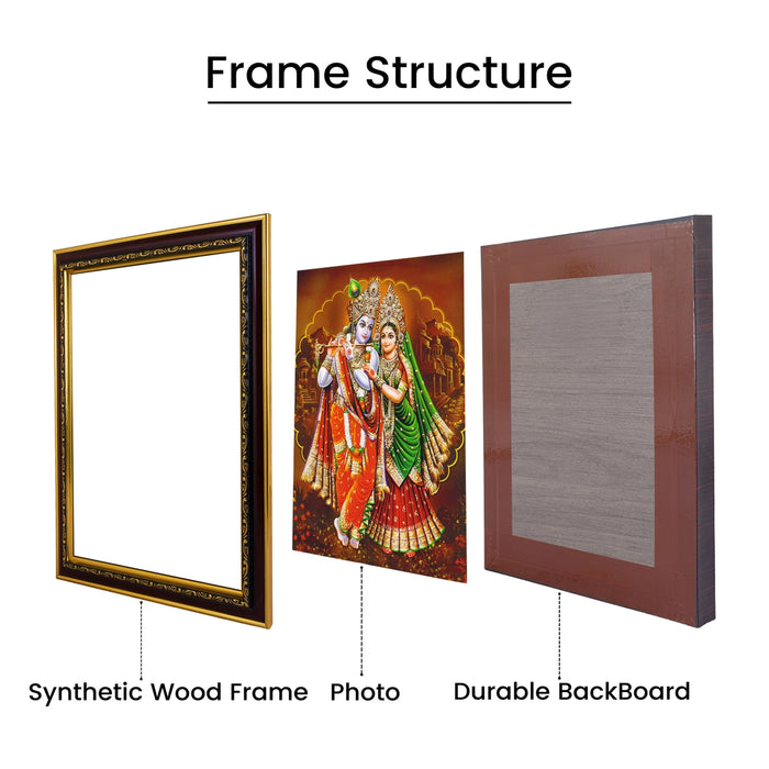 Radha Krishna Picture Frame - 14 x 10 Inches | Radhakrishnar Photo Frame for Pooja