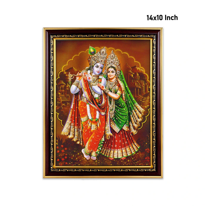 Radha Krishna Picture Frame - 14 x 10 Inches | Radhakrishnar Photo Frame for Pooja