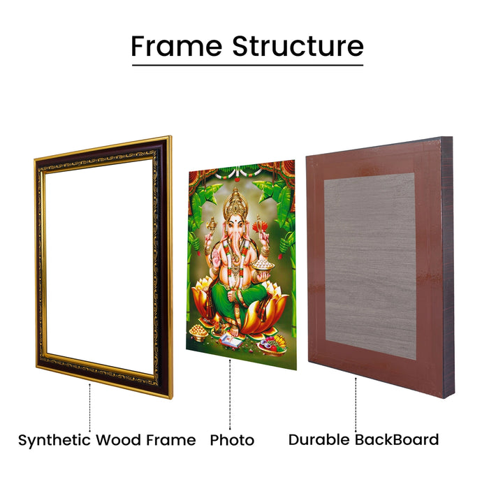 Ganesha Photo Frame - 14 x 10 Inches | Lord Vinayagar Wall Frame for Home & Pooja Space