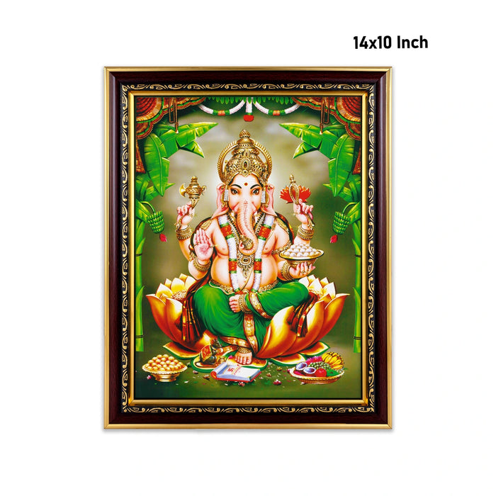 Ganesha Photo Frame - 14 x 10 Inches | Lord Vinayagar Wall Frame for Home & Pooja Space