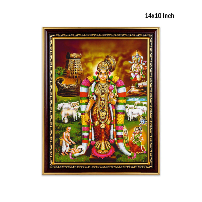 Andal Photo Frame - 14 x 10 Inches | Sri Andal with Parrot & Lotus Picture Frame for Living Room & Pooja Space