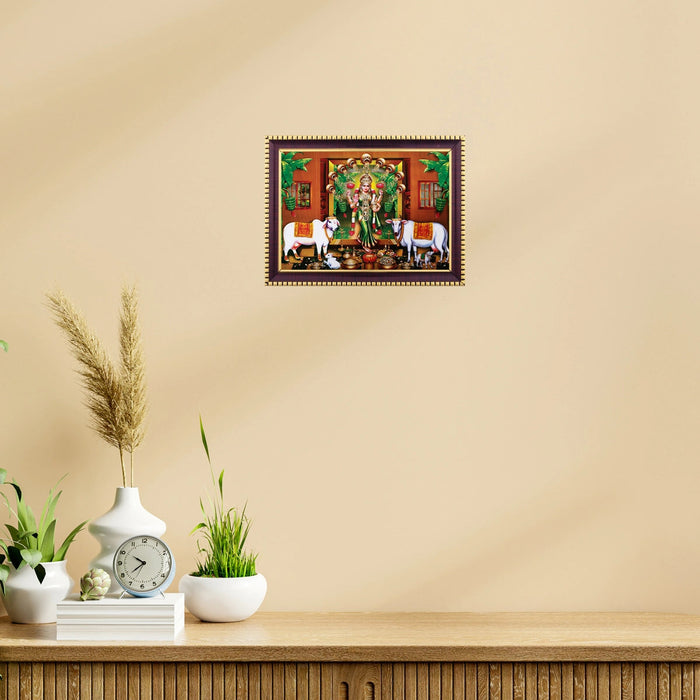 Lakshmi Murti With Cow Photo Frame | Wall Decor/ Picture Frame For Home Temple And Pooja Rooms