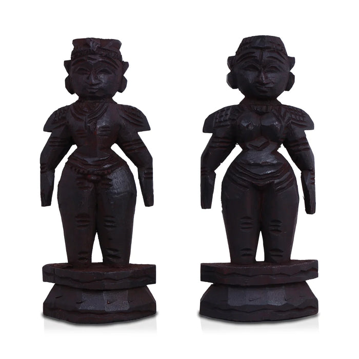 Marapachi Bommai Pair - 8 x 2.75 Inches | Giri Golu Statue/ Marapachi Doll/ Wooden Statue for Marriage