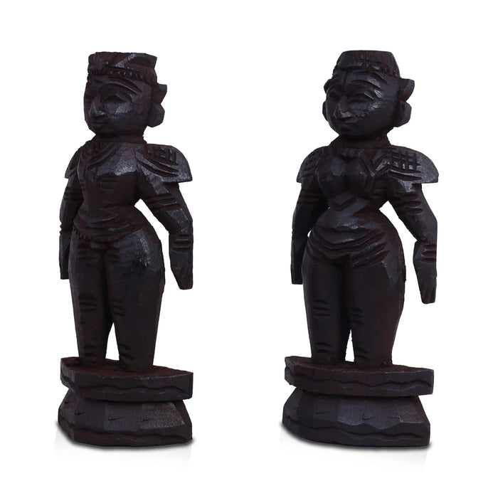 Marapachi Bommai Pair - 8 x 2.75 Inches | Giri Golu Statue/ Marapachi Doll/ Wooden Statue for Marriage