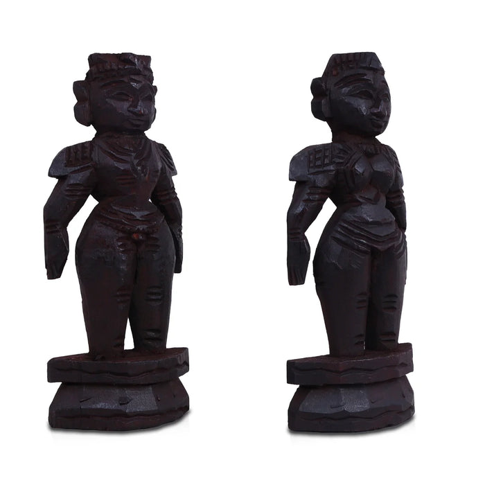 Marapachi Bommai Pair - 8 x 2.75 Inches | Giri Golu Statue/ Marapachi Doll/ Wooden Statue for Marriage