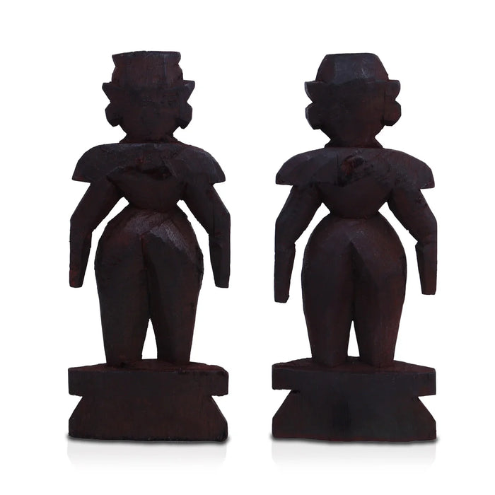 Marapachi Bommai Pair - 8 x 2.75 Inches | Giri Golu Statue/ Marapachi Doll/ Wooden Statue for Marriage