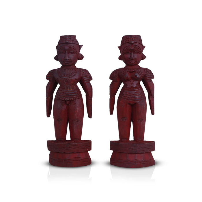 Marapachi Bommai Pair - 9 x 3.25 Inches | Giri Golu Statue/ Marapachi Doll/ Wooden Statue for Marriage