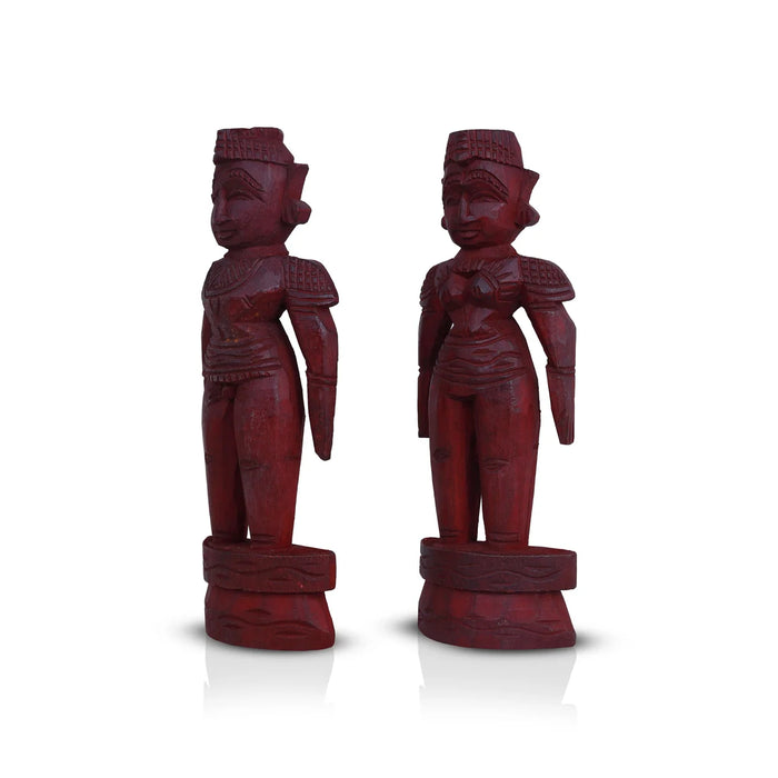 Marapachi Bommai Pair - 9 x 3.25 Inches | Giri Golu Statue/ Marapachi Doll/ Wooden Statue for Marriage