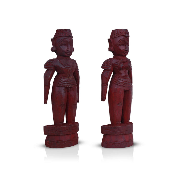 Marapachi Bommai Pair - 9 x 3.25 Inches | Giri Golu Statue/ Marapachi Doll/ Wooden Statue for Marriage