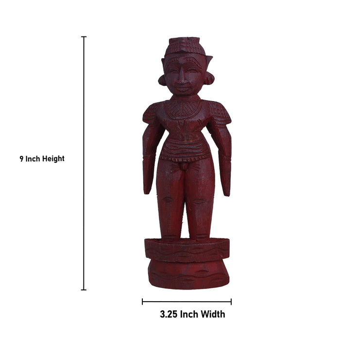 Marapachi Bommai Pair - 9 x 3.25 Inches | Giri Golu Statue/ Marapachi Doll/ Wooden Statue for Marriage