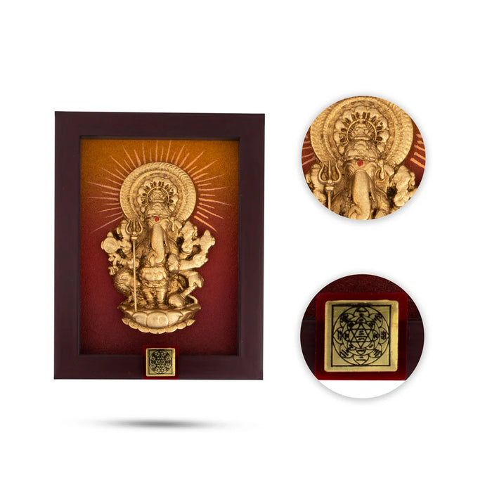 Subha Drishti Ganapathi with Frame - 6 x 4.5 Inches | Ganesh Wall Hanging for Home
