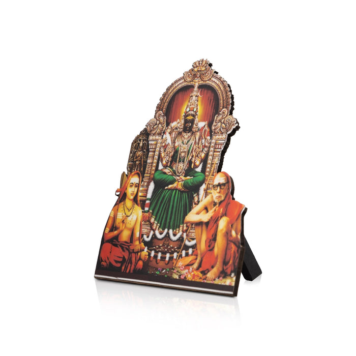 Kamatchi With Maha Periyava Cutout Stand - 4 x 3.5 Inches | Picture Stand/ Photo Holder for Home Decor