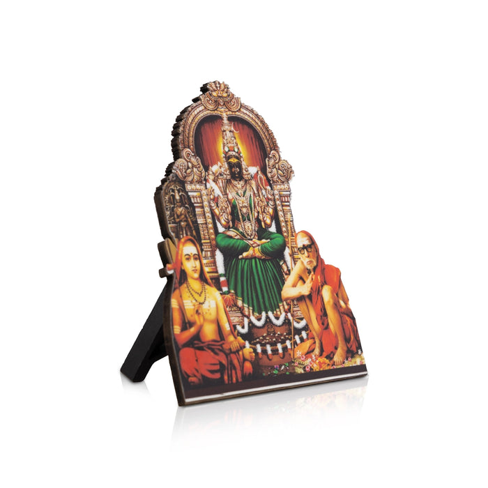 Kamatchi With Maha Periyava Cutout Stand - 4 x 3.5 Inches | Picture Stand/ Photo Holder for Home Decor