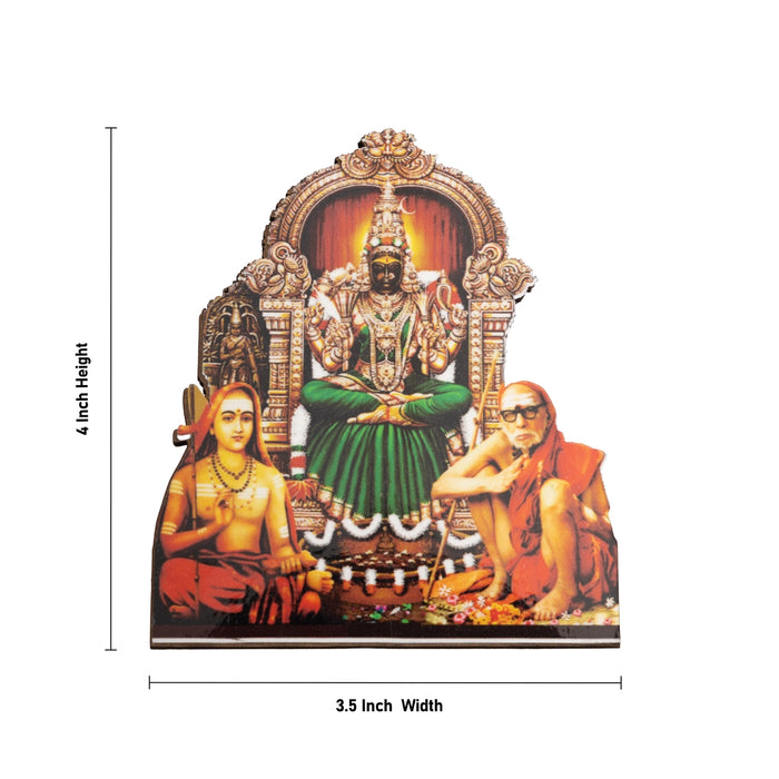 Kamatchi With Maha Periyava Cutout Stand - 4 x 3.5 Inches | Picture Stand/ Photo Holder for Home Decor