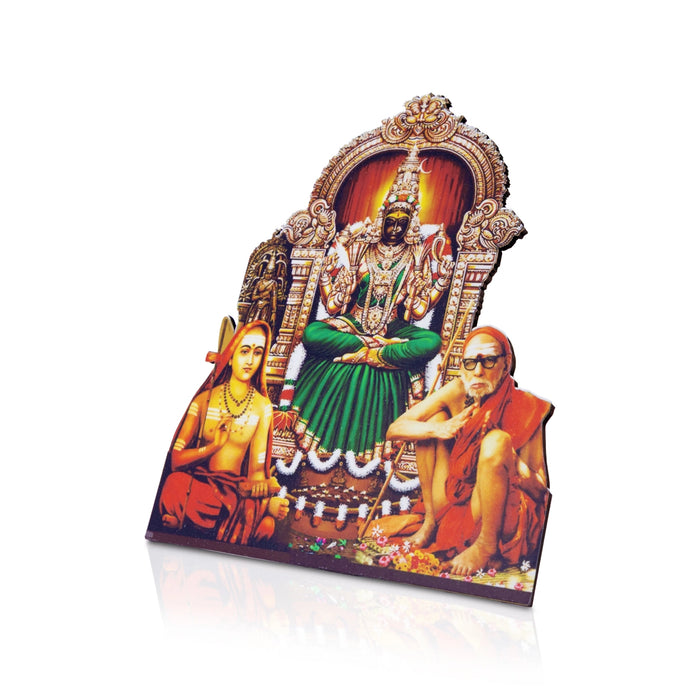 Kamatchi With Maha Periyava Photo Stand - 6 x 5 Inches | Cutout Holder/ Picture Stand for Pooja Room