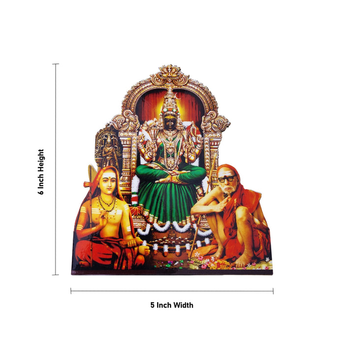 Kamatchi With Maha Periyava Photo Stand - 6 x 5 Inches | Cutout Holder/ Picture Stand for Pooja Room