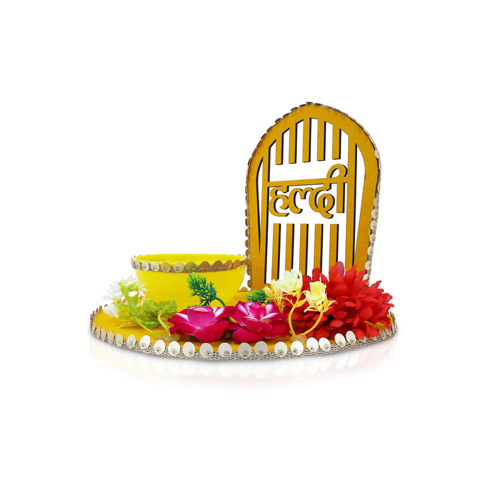 Haldi Platter - 7 x 9.5 Inches | Haldi Box/ Decorative Plate/ Wedding Platter for Haldi & Mehendi Ceremony