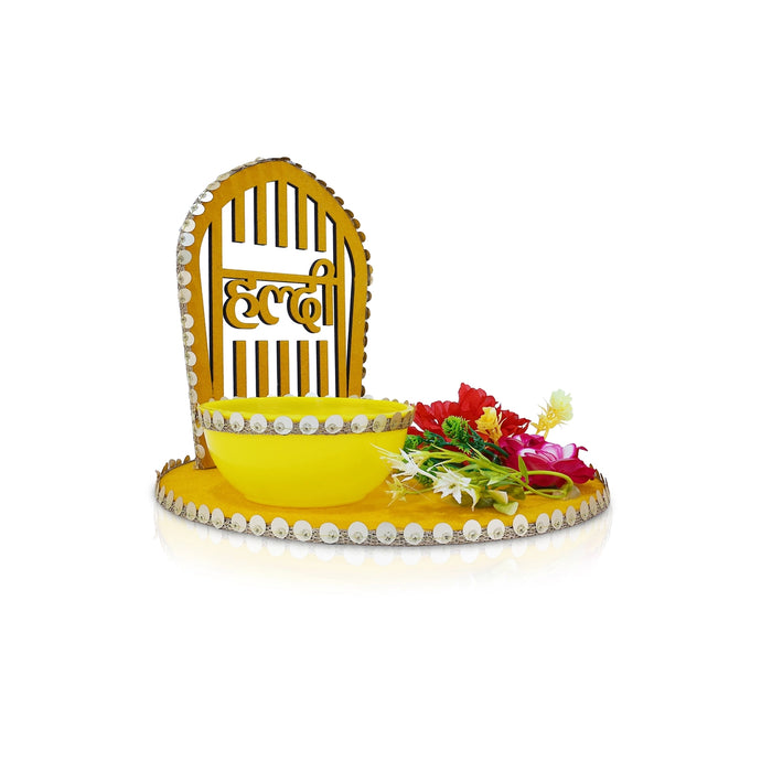 Haldi Platter - 7 x 9.5 Inches | Haldi Box/ Decorative Plate/ Wedding Platter for Haldi & Mehendi Ceremony