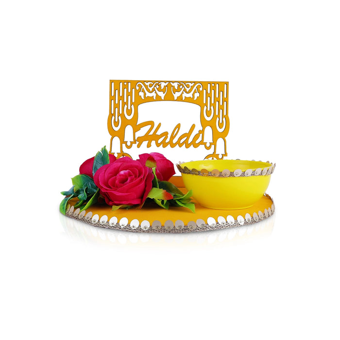 Haldi Platter - 7 x 9.5 Inches | Haldi Box/ Decorative Plate/ Wedding Platter for Haldi & Mehendi Ceremony