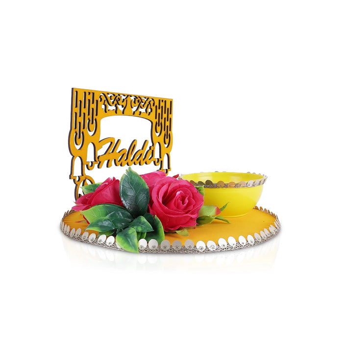 Haldi Platter - 7 x 9.5 Inches | Haldi Box/ Decorative Plate/ Wedding Platter for Haldi & Mehendi Ceremony